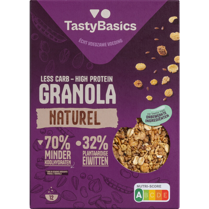 Less carb-high protein granola naturel 350g