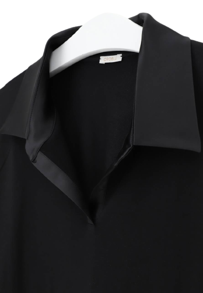 Oroblu Dames Perfect Line Cotton Polo Shirt Long Sleeve Black