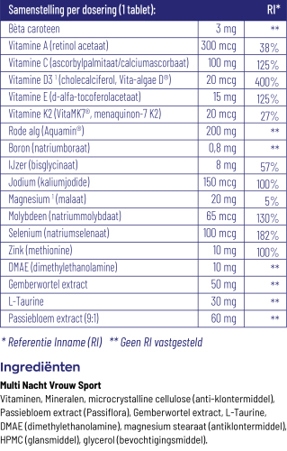Vitakruid Multi Nacht Vrouw Sport 90 Tabletten