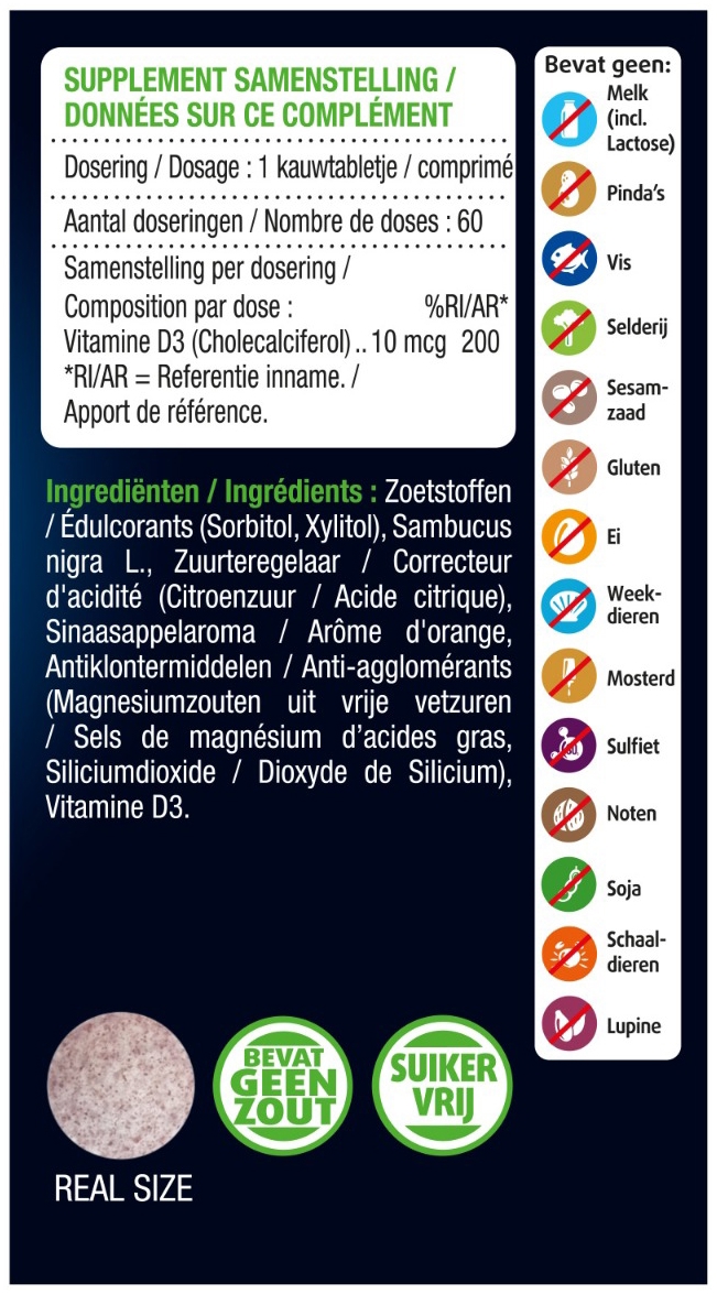 Lucovitaal Vitamine D3 10mcg 60 kauwtabletten