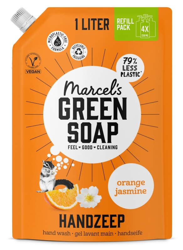 Marcel's Green Soap Marcels Green Soap Handzeep sinaasappel & jasmijn navulling 1000ml