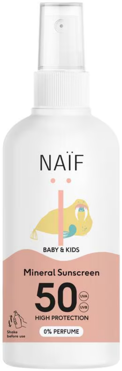 Naif Minerale Zonnebrandspray Baby & Kids Parfumvrij SPF 50 100 ml