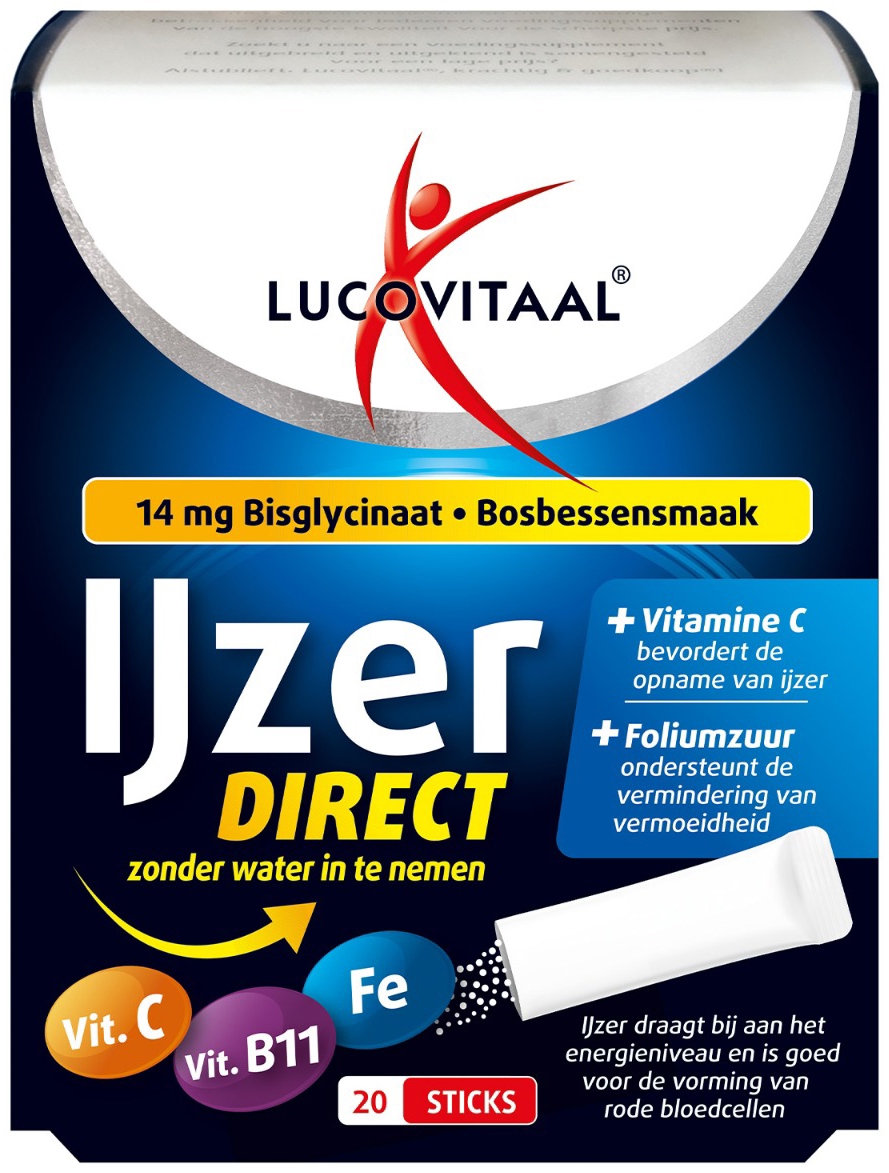 Lucovitaal IJzer Bisglycinaat Bosbessensmaak 20 Sticks