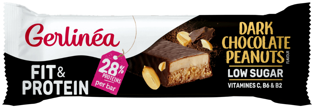 Gerlinéa Gerlinea 4x Fit & ProteÏn Reep Dark Chocolate Peanuts 45 Gr