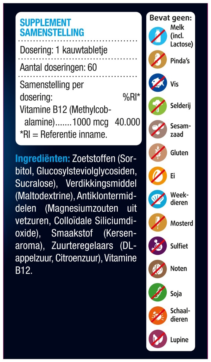 Lucovitaal Vitamine B12 1000mcg 60 kauwtabletten