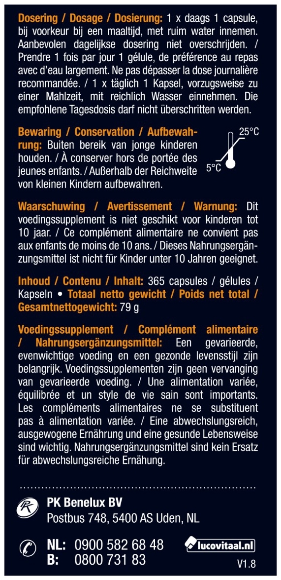 Lucovitaal Vitamine D3 25 mcg 365 capsules