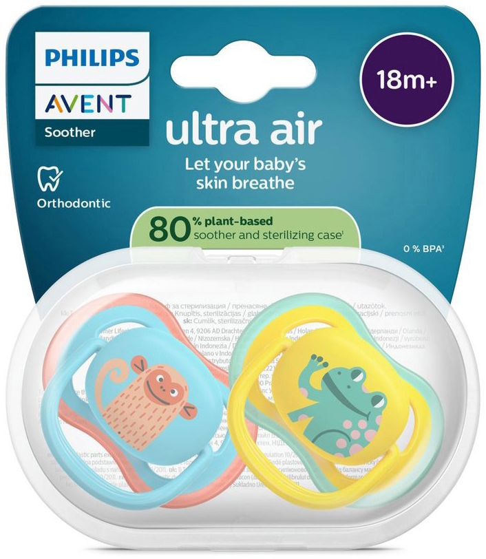 Philips Avent Fopspeen +18m Air Kikker/Aap 2 stuks