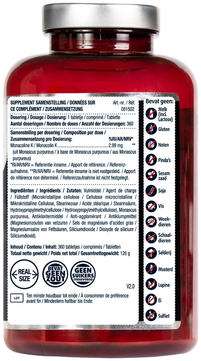 Lucovitaal Rode Gist Rijst 360 tabletten