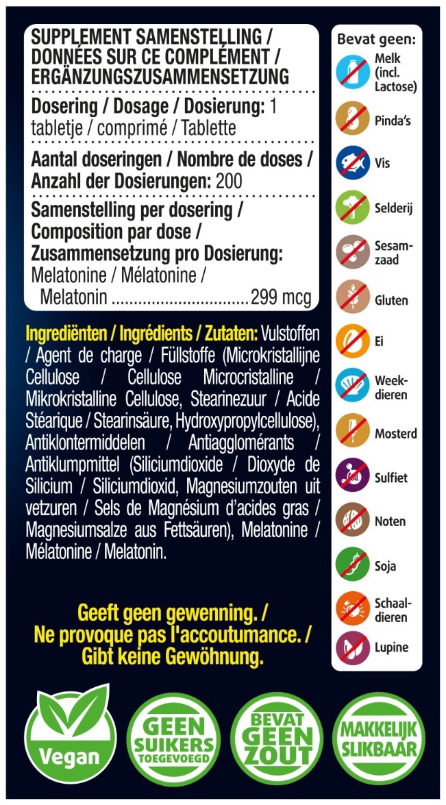 Lucovitaal Melatonine 299 MCG Time Released 200 Tabletten
