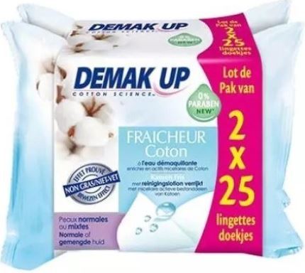 Reinigingsdoekjes Katoenfris Droge Huid 2 x 25 Stuks