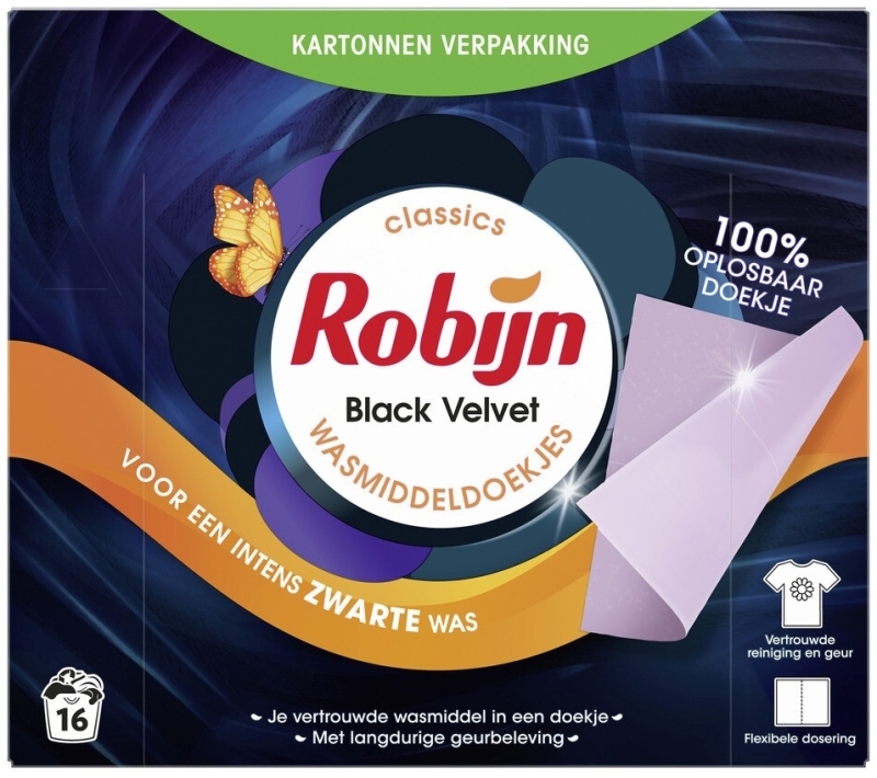 Robijn Wasmiddeldoekjes Black 16 St 16st