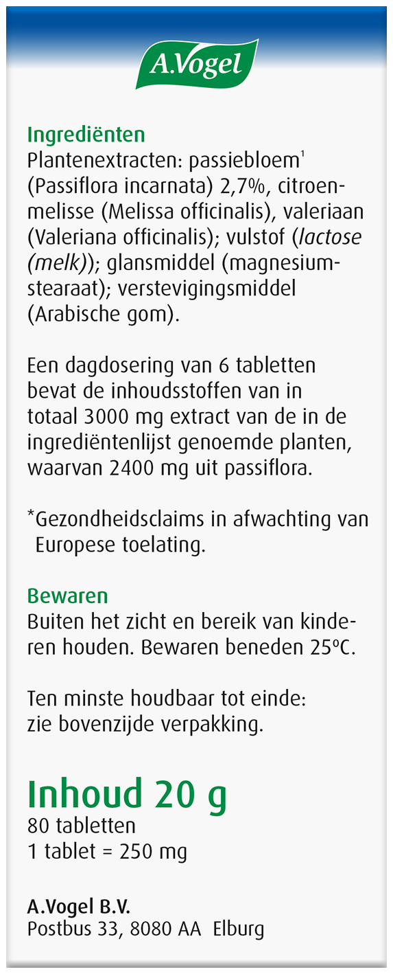 A.Vogel Passiflora Rustgevende tabletten 80 stuks