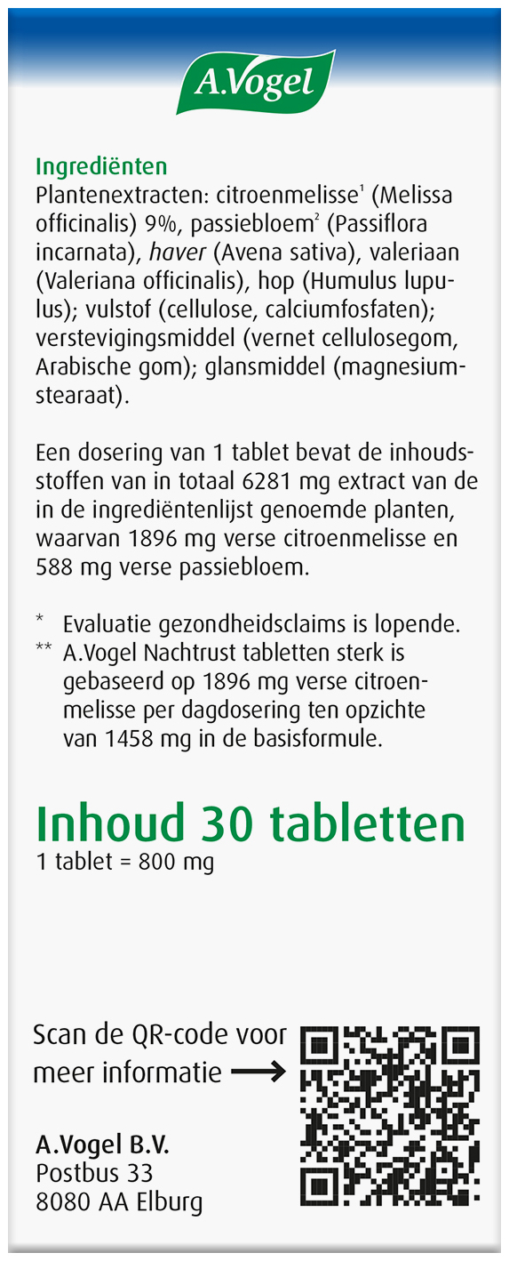 A.Vogel Dormeasan Citroenmelisse Nachtrust sterk tabletten 30 Stuks