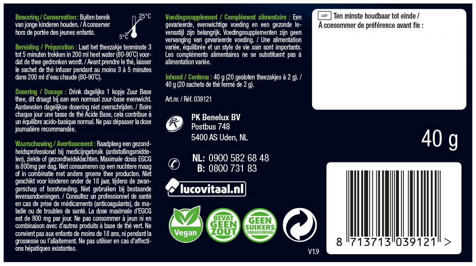 Lucovitaal Zuur Base Thee 20 zakjes