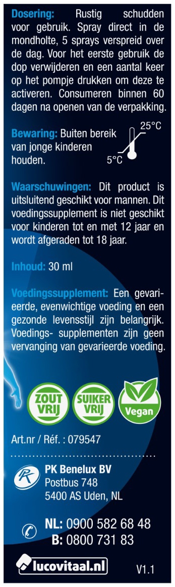 Lucovitaal Testosteron Mannen Support Spray 30 ML