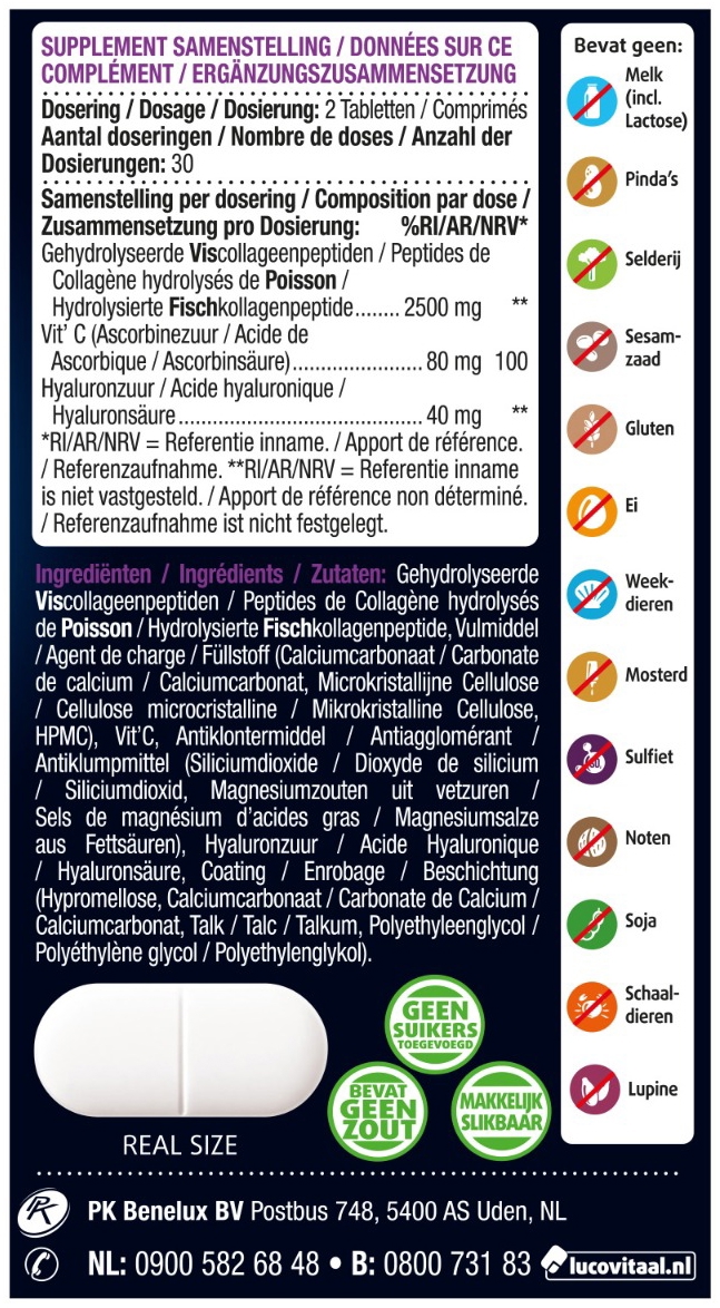 Lucovitaal Pure Marine Collageen 2500 mg 60 Tabletten