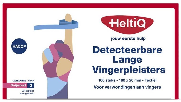 HeltiQ Detecteerbare Lange Vingerpleisters PE 120 x 20 100st