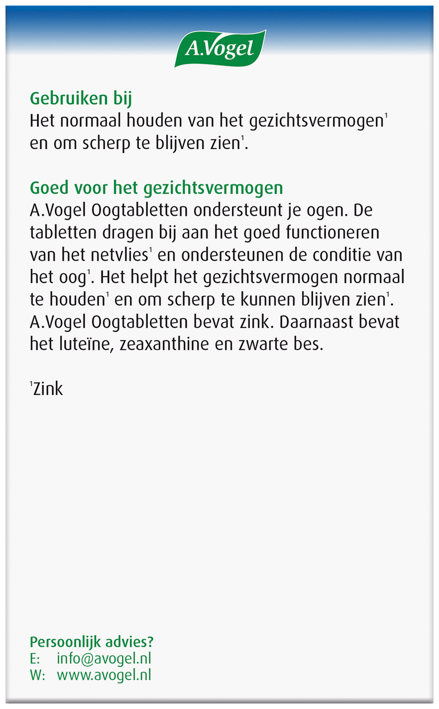 A.Vogel Oogtabletten 60 Stuks