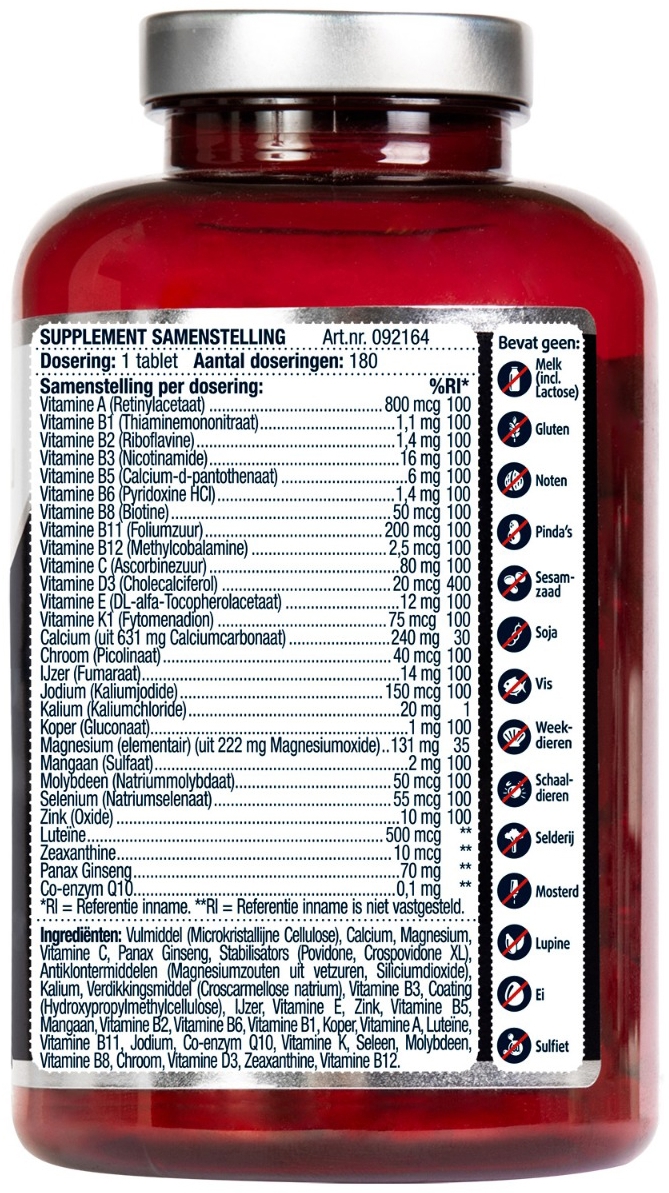 Lucovitaal Multivitaminen A-Z 65+ 180tb