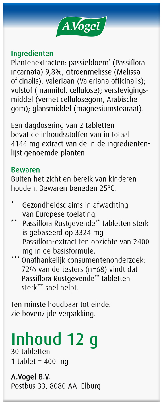 A.Vogel Passiflora Rustgevende sterk tabletten 30 Stuks