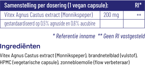 Vitakruid Vitex Agnus Castus 200mg Monnikspeper 60vc
