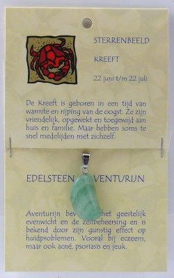 Hanger sterrenbeeldsteen kreeft 1kaart