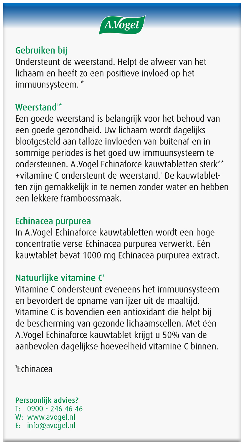 A.Vogel Echinaforce sterk + vitamine C kauwtablet 60 Stuks