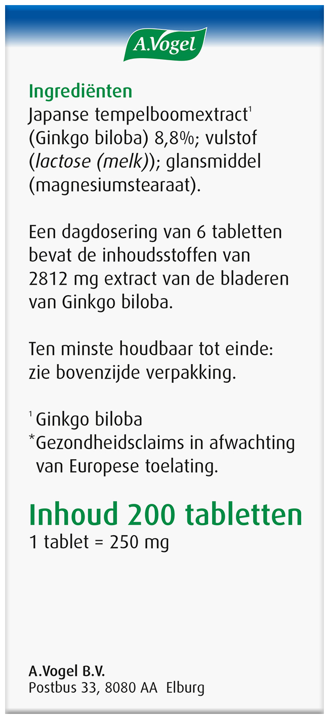 A.Vogel Geriaforce Doorbloeding tabletten 200 Stuks