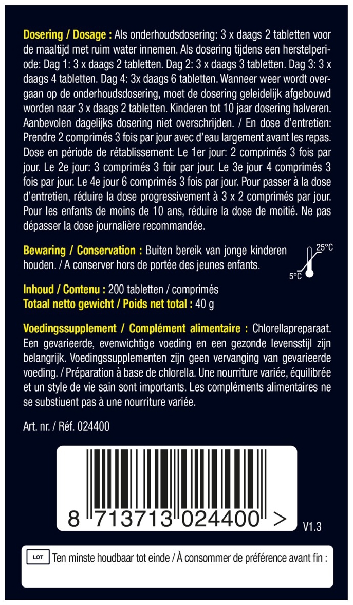 Lucovitaal Chlorella 100% Puur 200 tabletten