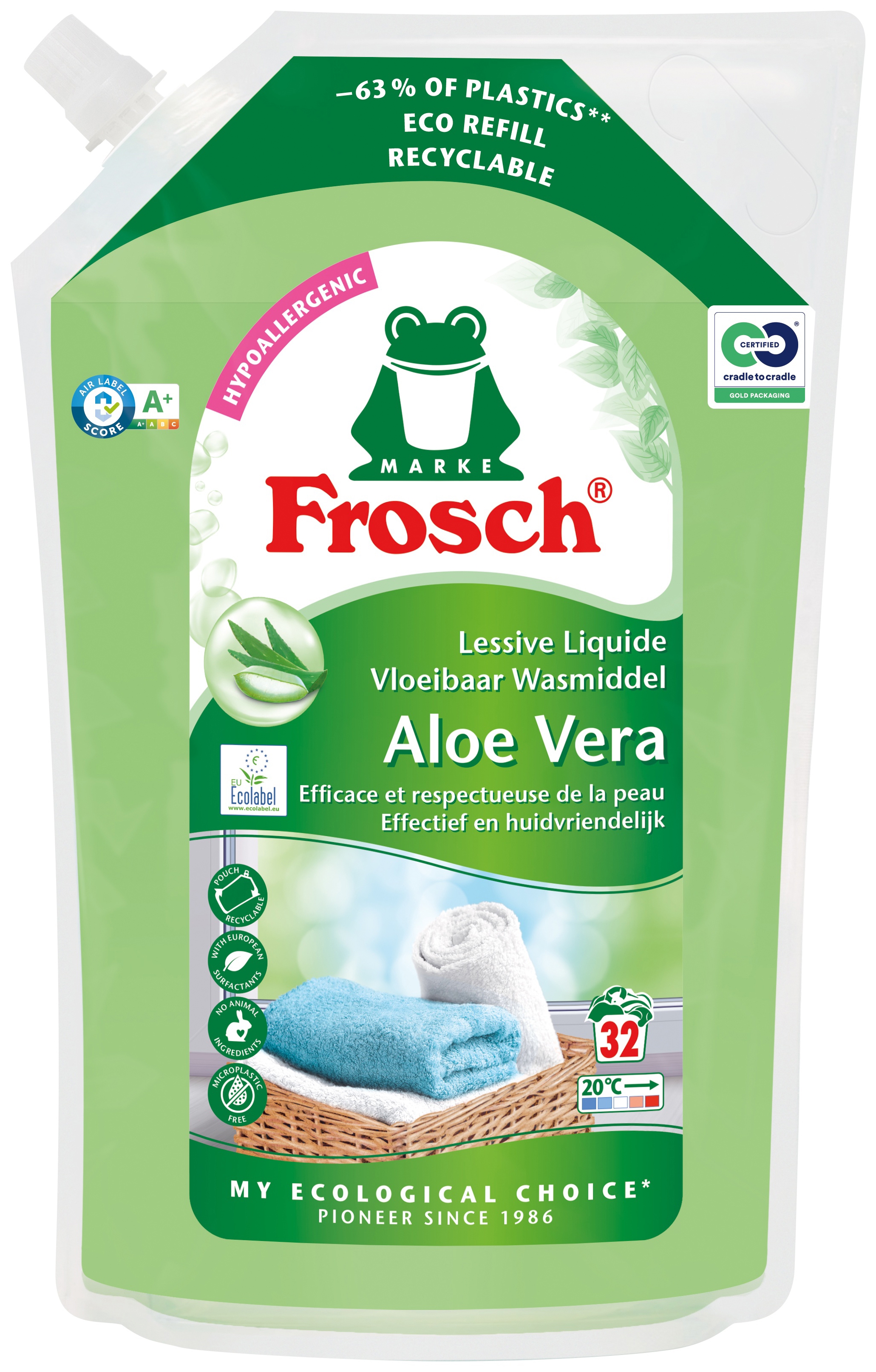 Frosch Wasmiddel Aloe Conc Rf 1.6lt 1lt