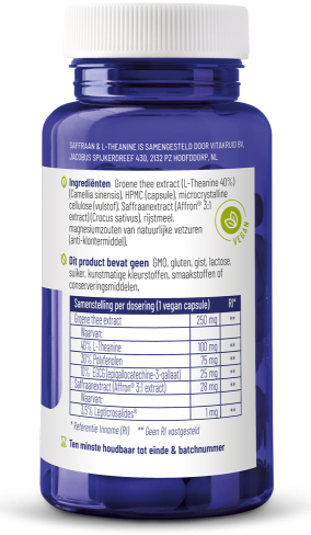 Vitakruid Saffraan 28 mg (Affron) & L-Theanine 90 Vegan Capsules