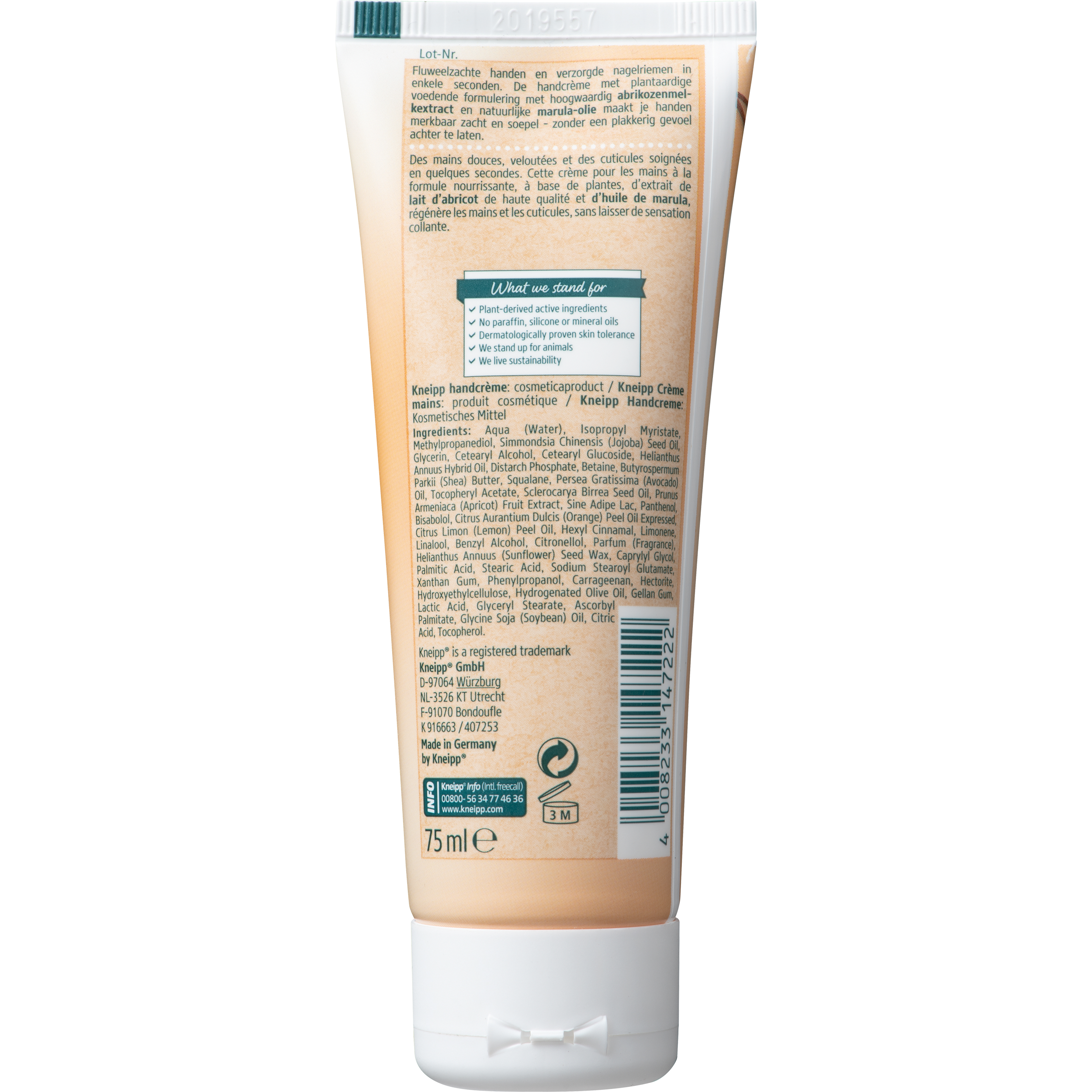 Kneipp Seconde hand- en nagelriemcrème Abrikozenmelk 75ml