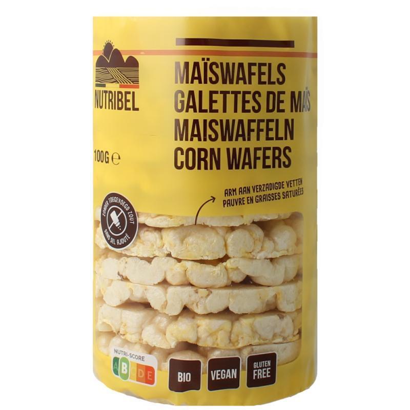 Nutribel Maiswafels zonder zout glutenvrij bio 100g