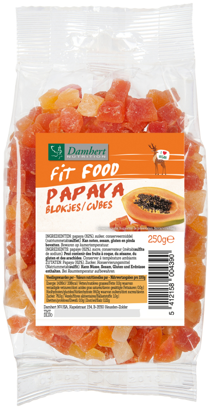 Fit Food Papayablokjes 250 Gram