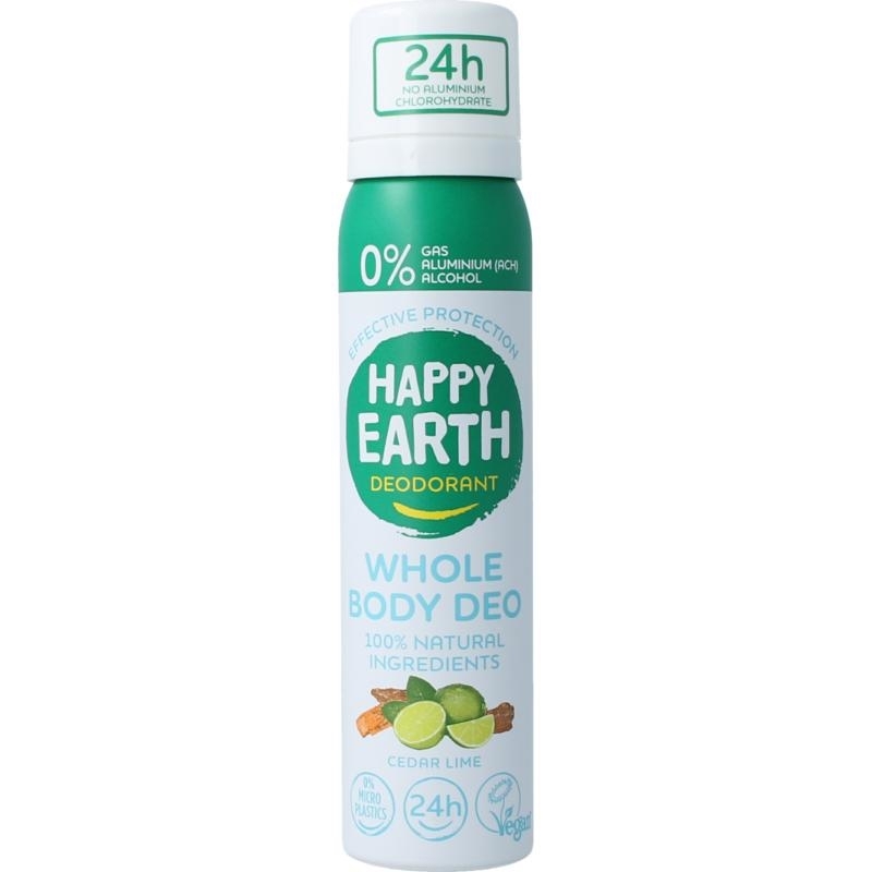 Happy Earth Deodorant bodyspray cedar lime 100ml