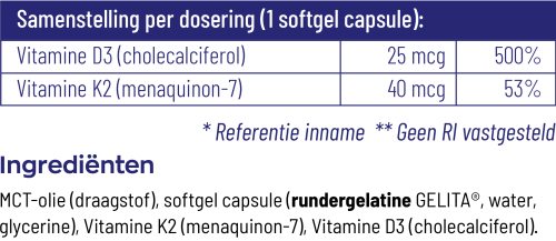 Vitakruid Vitamine D3 & K2 Softgels 90 stuks
