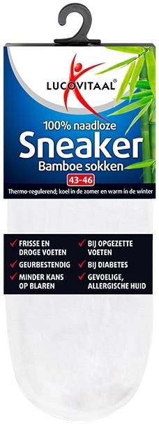 Lucovitaal Bamboe Sneakersok Wit 43-46 1 paar