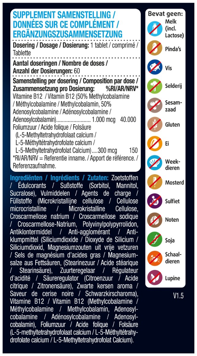 Lucovitaal B12 & foliumzuur smelttablet 60 Tabletten