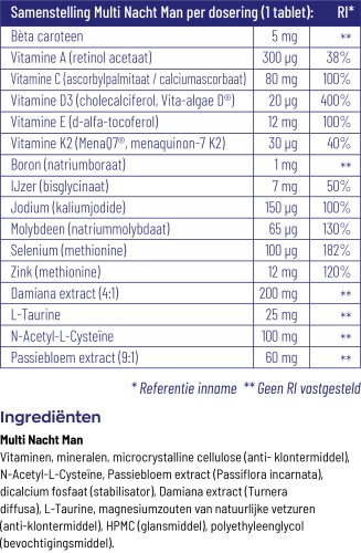 Vitakruid Multi Nacht Man 30 tabletten