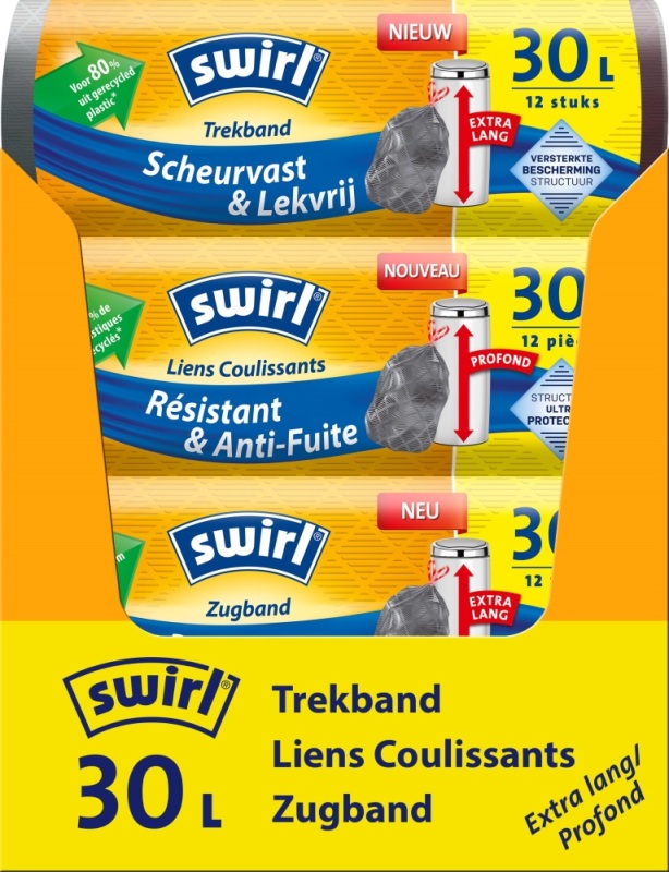 Swirl Afvalzakken Trekband 30 Liter 12 stuks