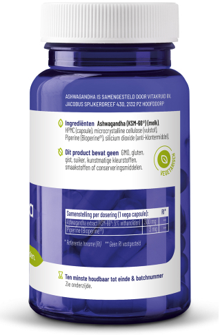 Vitakruid Ashwagandha 5% withanoliden KSM-66® & Bioperine® 60 60 vegetarische capsules