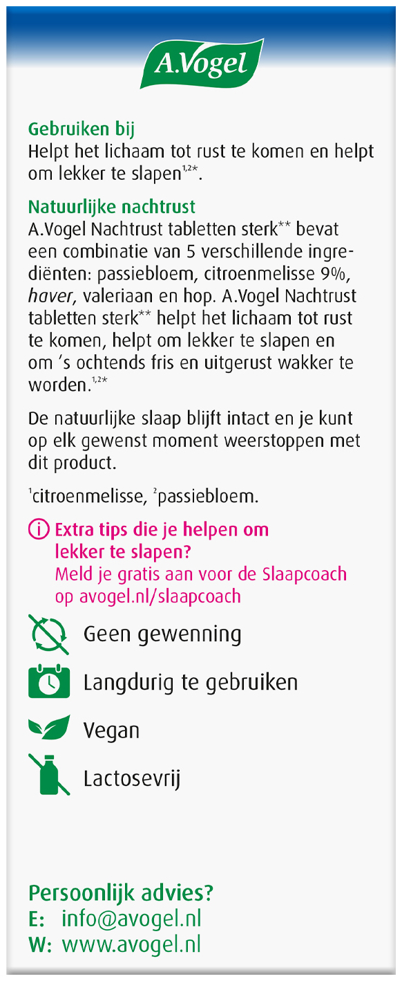 A.Vogel Dormeasan Citroenmelisse Nachtrust sterk tabletten 30 Stuks