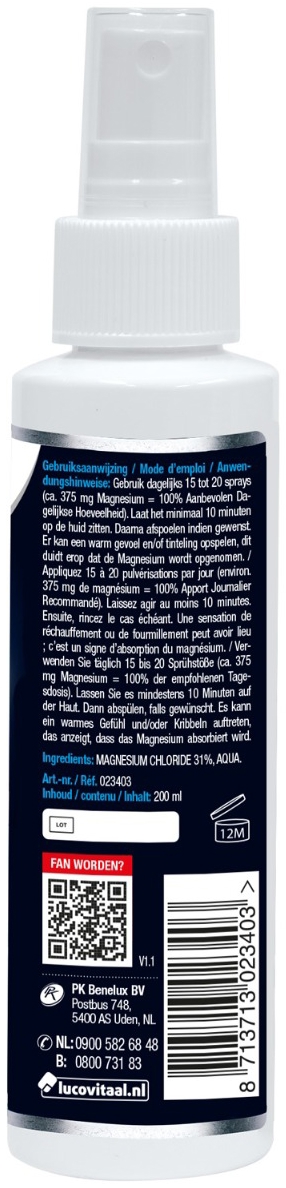 Lucovitaal Zechstein Magnesium Spierolie Spray 200ml
