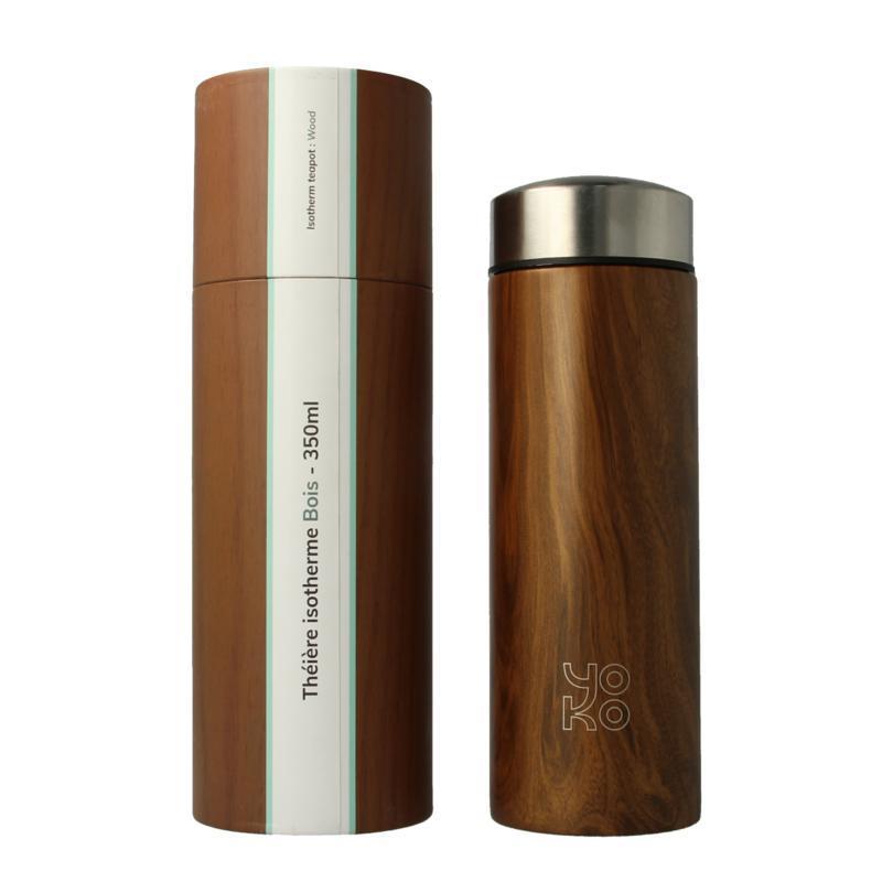 Drinkfles wood met theefilter isotherm 350ml 1st