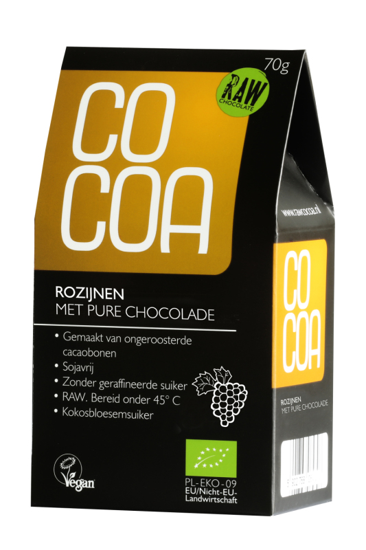Rozijnen Pure Chocolade Raw 70gr