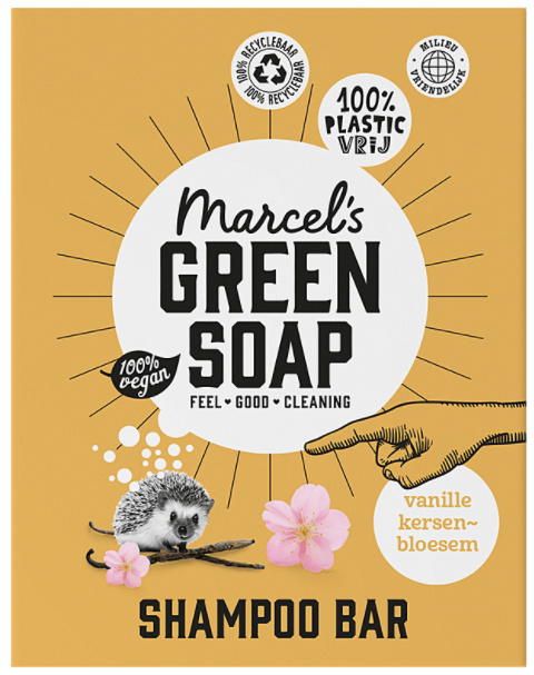 Marcel's Green Soap Marcels Green Soap Vanilla & Cherry Shampoobar 90 gram