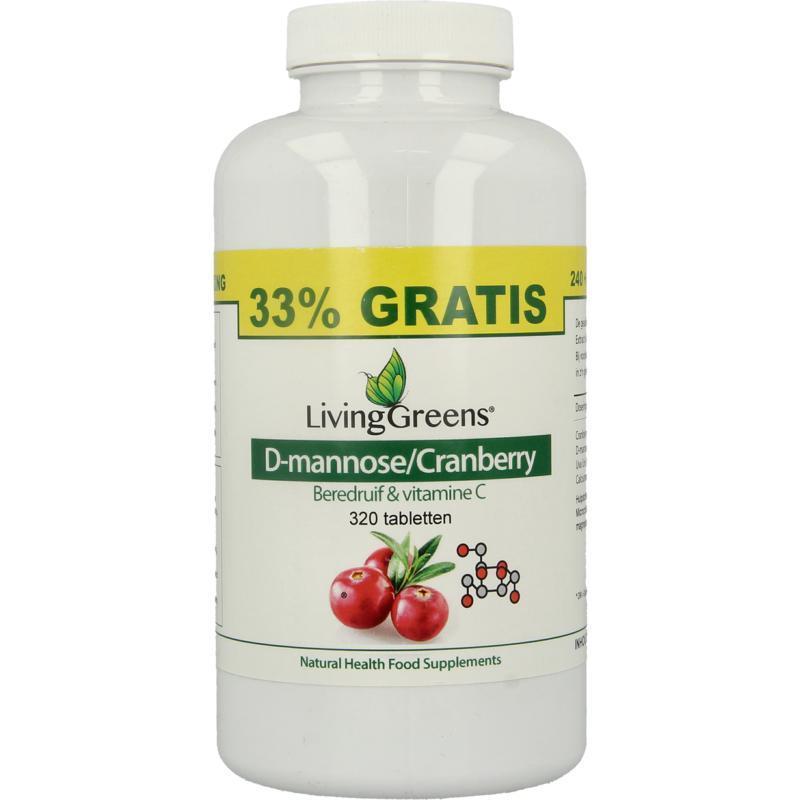 LivingGreens Cranberry D-mannose Voordeelverpakking 320 Tabletten