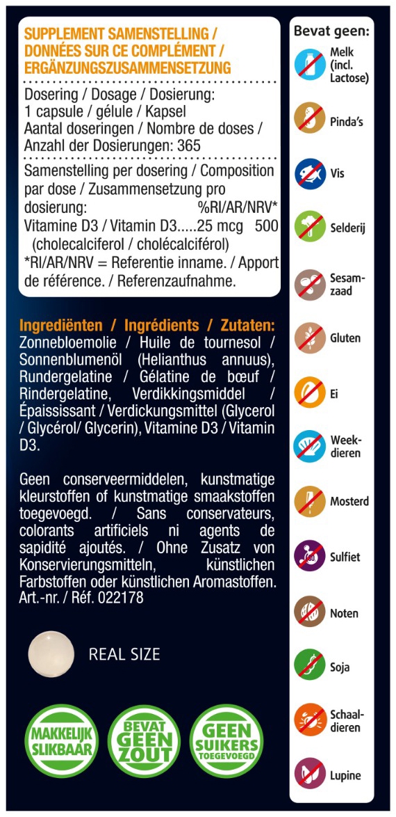 Lucovitaal Vitamine D3 25 mcg 365 capsules