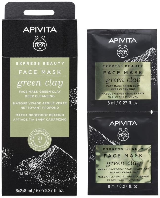 Apivita Diep Reinigend Gezichtsmasker Green Clay 2 x 8 ML