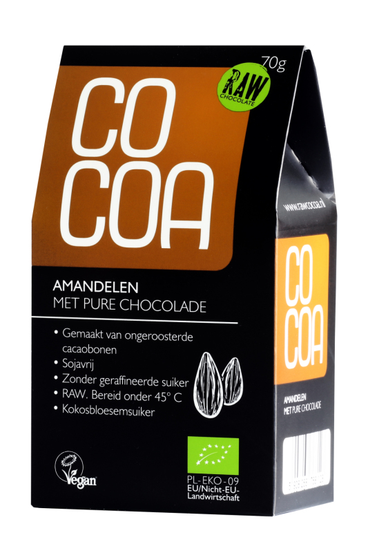 Amandelen Pure Chocolade Raw 70gr